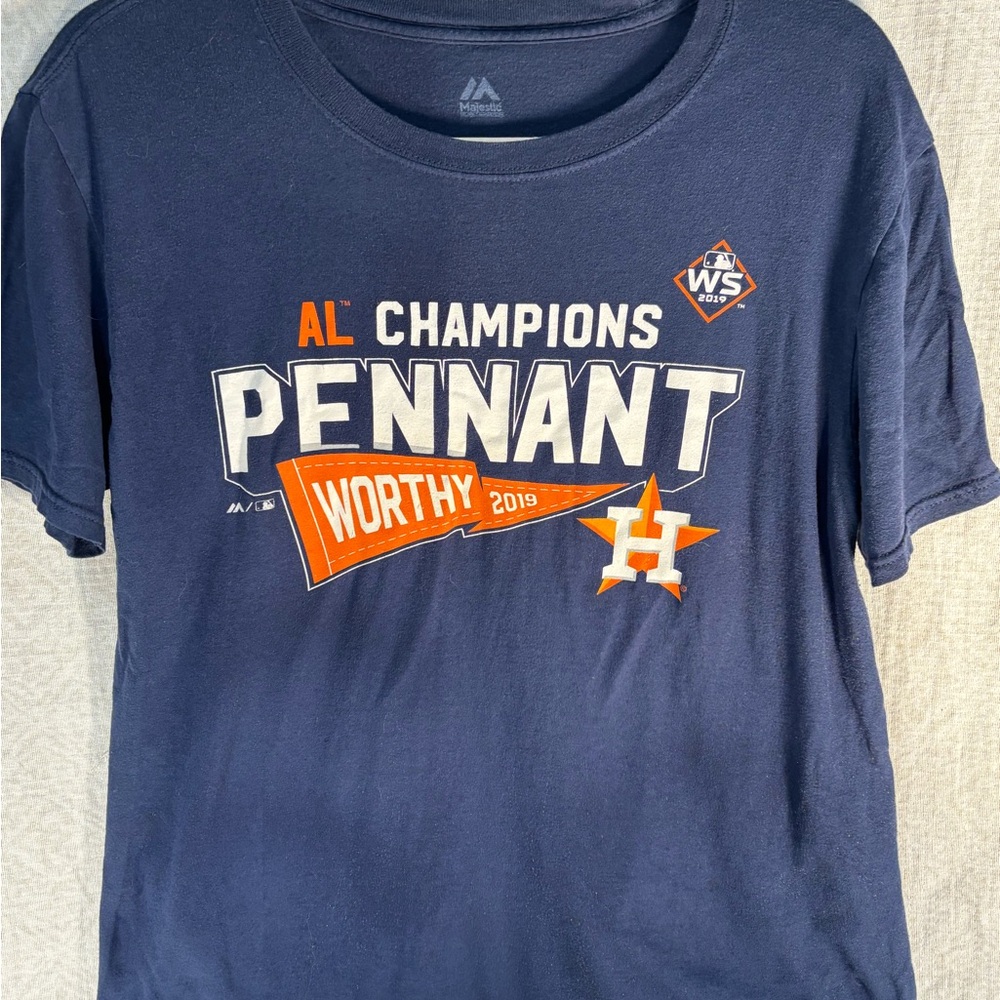 Majestic Navy Houston AL Champions 'Pennant Worthy' Graphic Tee